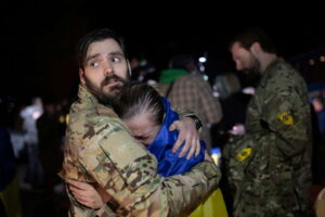 Ukrainian prisoners of war (POWs) arrives in Zaporizhzhia