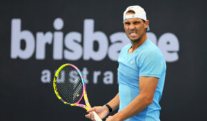 Rafael Nadal of Spain attends a training session ahead of the Brisbane International tennis tournament in Brisbane, Australia, Thursday, Dec. 28, 2023. (AP Photo/Tertius Pickard)