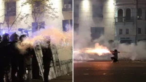 Gaze lacrimogene și tunuri de apă contra manifestațiilor pro-europene