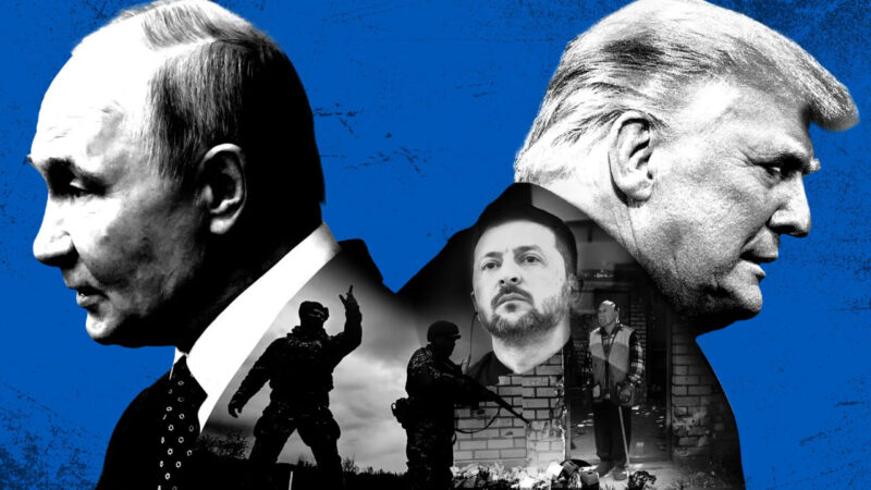 Zelenski, Trump și Putin colaj